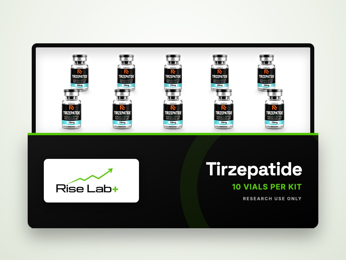 A Rise Labs kit of 10 research peptide vials